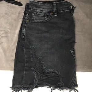 black distressed jean skirt